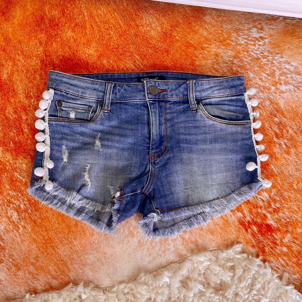 STS BLUE TASSELED JEAN SHORTS 🩵🌴